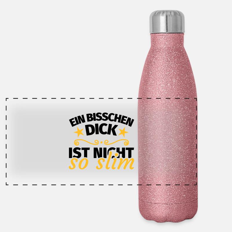 Dick Übergewicht lustig Spruch Panorama Glitzer Isolierflasche 500 ml