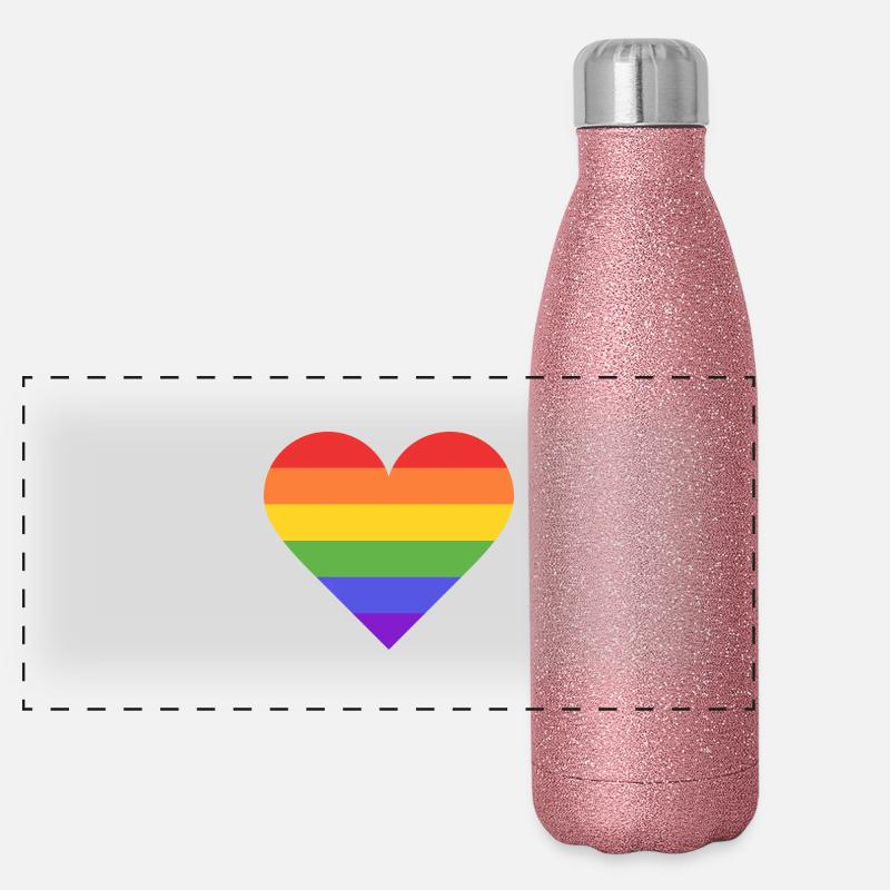 Rainbow Heart Panorama Glitzer Isolierflasche 500 ml