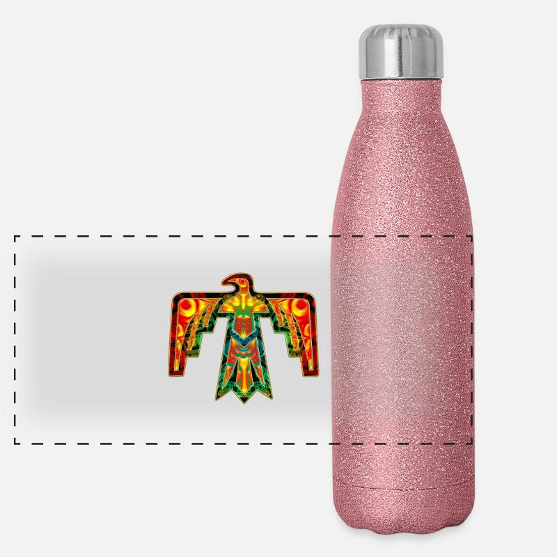 Sacred Thunderbird - symbol power & strength Panoramic Glitter Thermal Bottle 500 ml