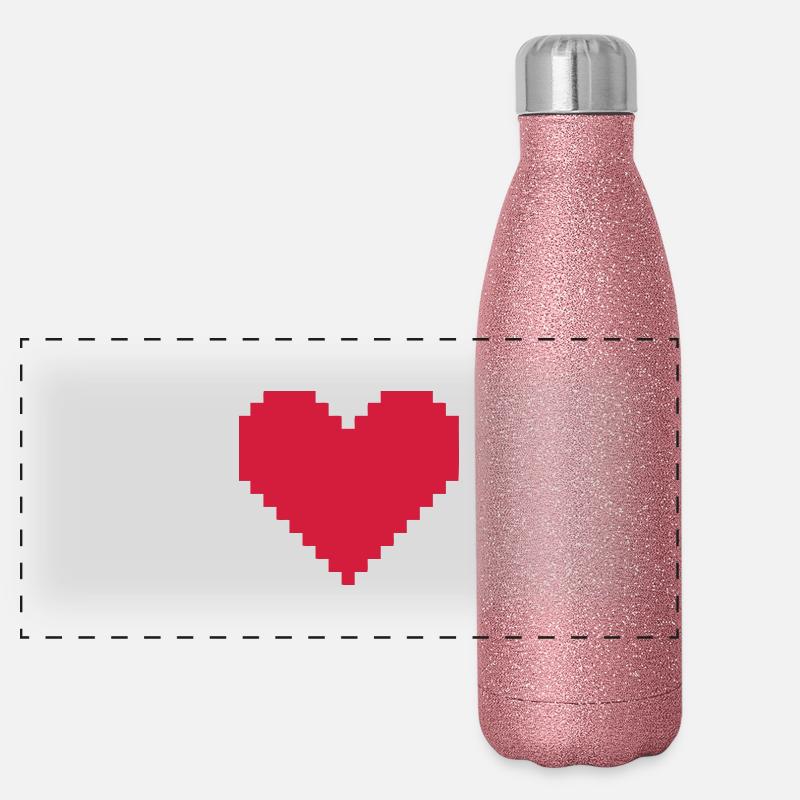 Herz aus Pixel Panorama Glitzer Isolierflasche 500 ml