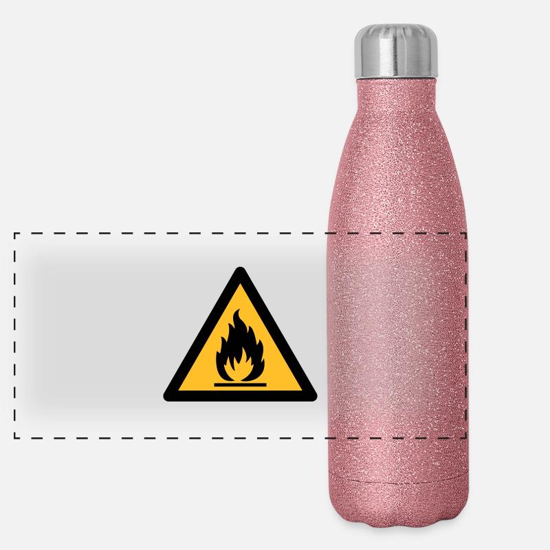 Gefahrensymbol - Brennbare (2-farbig) Panorama Glitzer Isolierflasche 500 ml