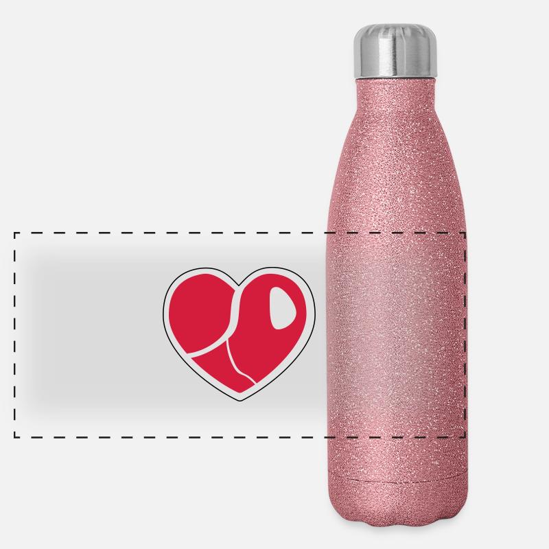 Steak Heart Panorama Glitzer Isolierflasche 500 ml