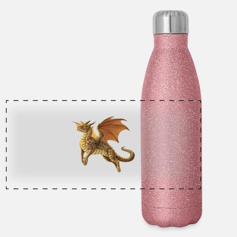 brown dragon Panorama Glitzer Isolierflasche 500 ml