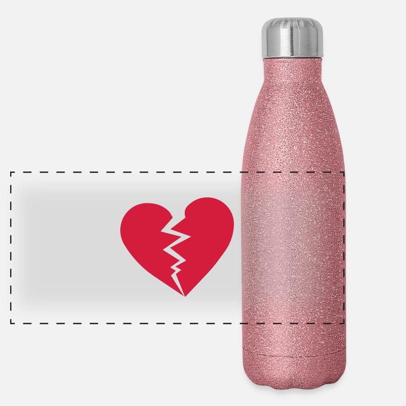 Zerbrochenes Herz Panorama Glitzer Isolierflasche 500 ml