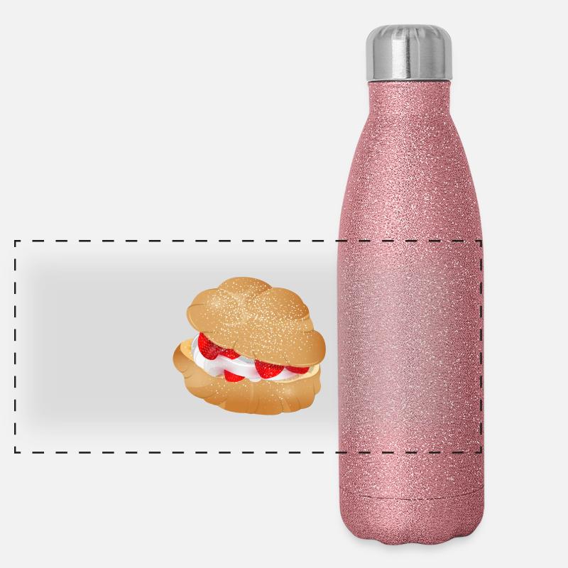 Feuilleté à la crème farci à la crème et aux fraises Gourde isotherme panoramique pailletée 500 ml