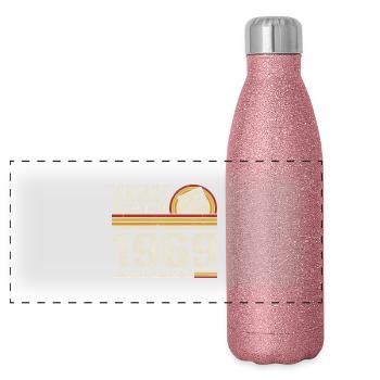 Vintage 1969 Cassette 1969 - 56e anniversaire 1969 - Gourde isotherme panoramique pailletée 500 ml - paillettes roses - Devant