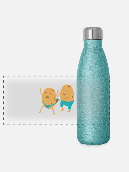 Potato Wedgie - Panoramic Glitter Thermal Bottle 500 ml - blue glitter - Front