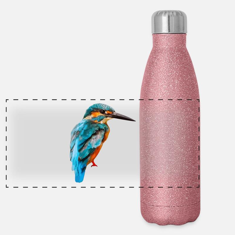 063 - Eisvogel Panorama Glitzer Isolierflasche 500 ml