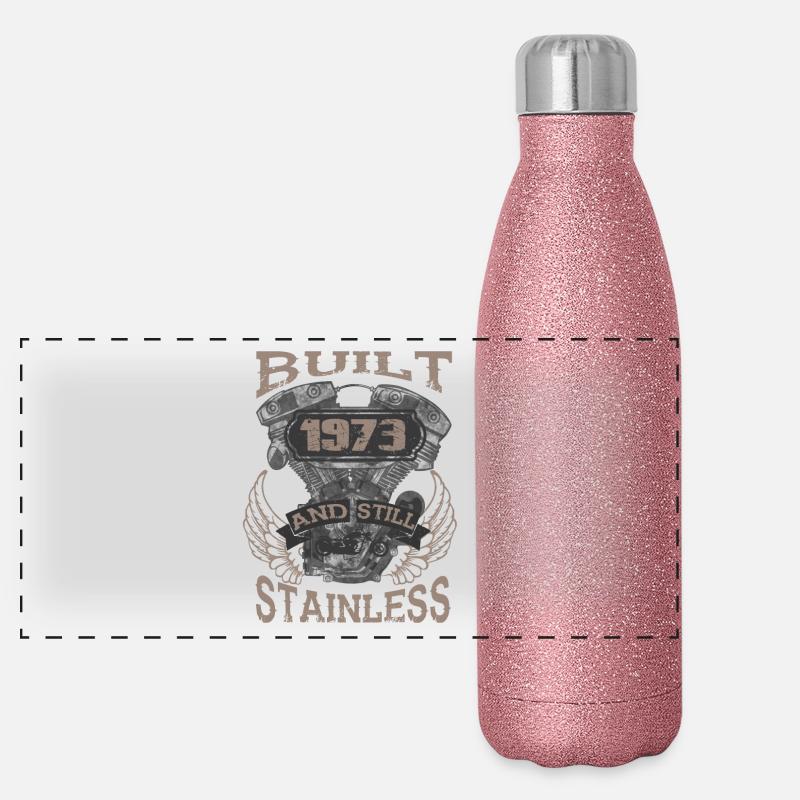 Built and even stainless biker born 1973 Panorama Glitzer Isolierflasche 500 ml