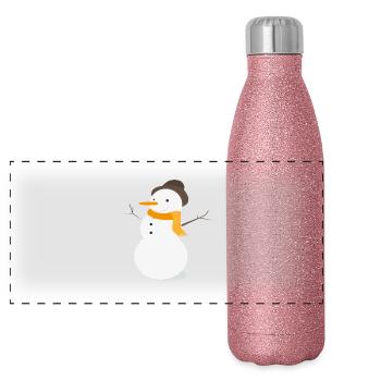 snowman - Panoramic Glitter Thermal Bottle 500 ml - pink glitter - Front