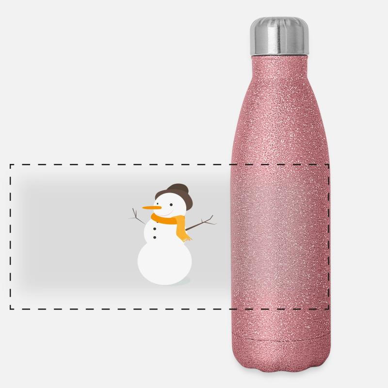 snowman - Panoramic Glitter Thermal Bottle 500 ml - pink glitter