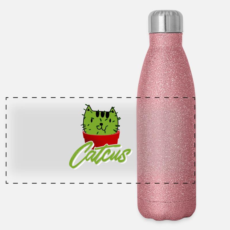 Catcus drôle Cactus Cat Pun shirt Gourde isotherme panoramique pailletée 500 ml