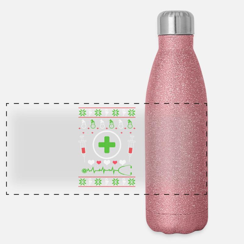 Infirmière profession infirmière vilain de Noël Gourde isotherme panoramique pailletée 500 ml