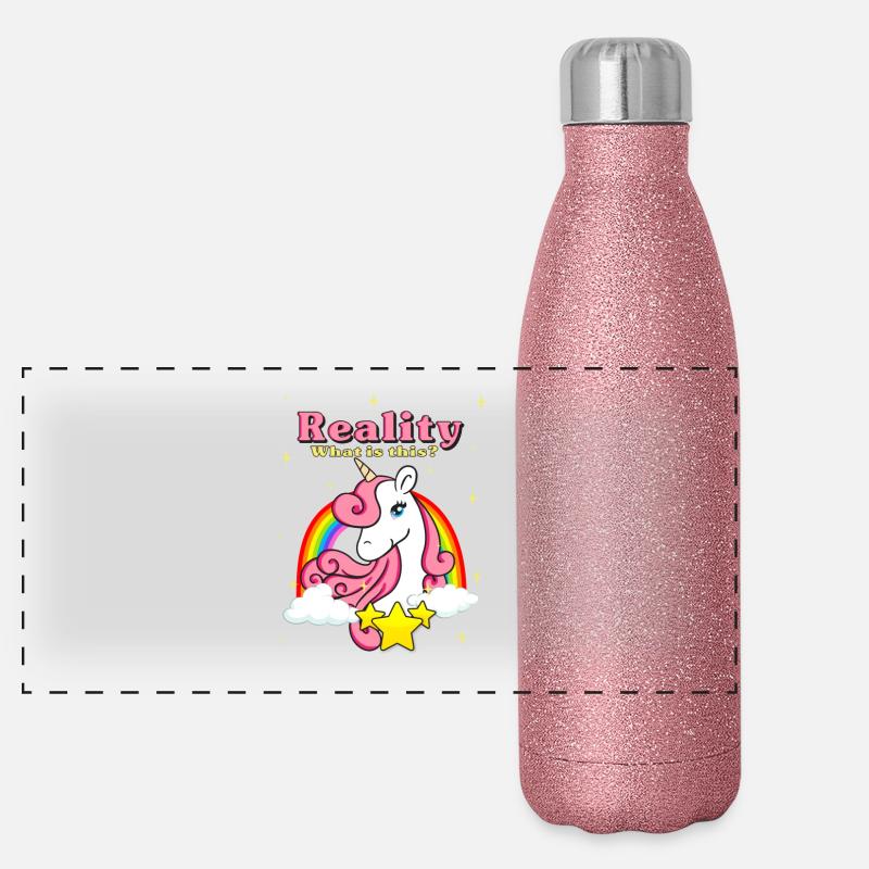 Einhorn Regenbogen Wolken Sterne Geschenk Panorama Glitzer Isolierflasche 500 ml