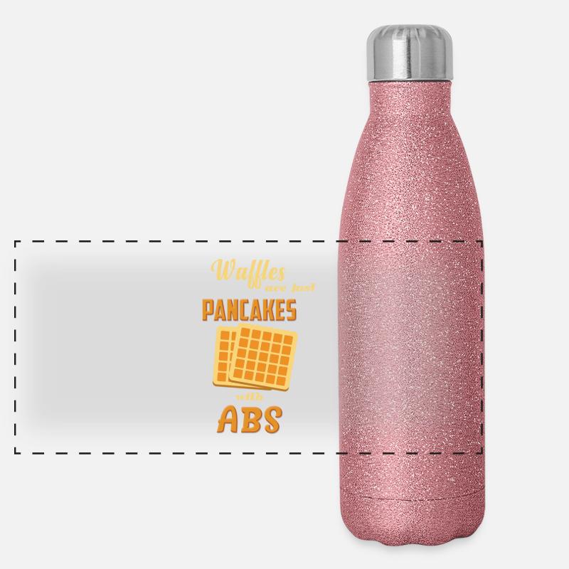 WAFFLE ARE JUST PANCAKES WITH ABS Panorama Glitzer Isolierflasche 500 ml