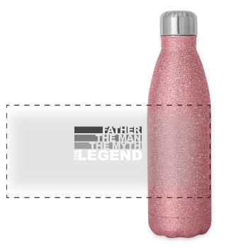Father - The man, the myth - Panoramic Glitter Thermal Bottle 500 ml - pink glitter - Front