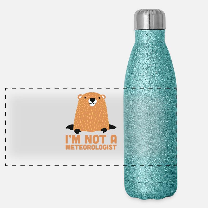 Ich bin kein Meteorologe Cute Groundhog Forecasting Panorama Glitzer Isolierflasche 500 ml