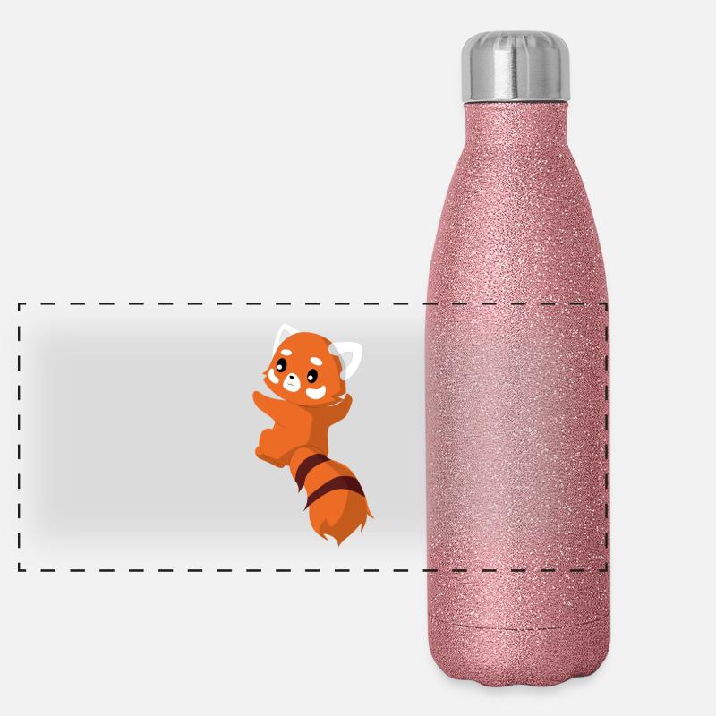Red Panda - Panda - Cute - Cadeau Gourde isotherme panoramique pailletée 500 ml