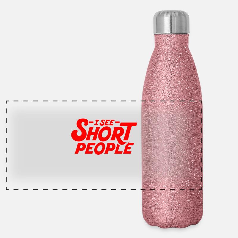 I see short people - red Panoramic Glitter Thermal Bottle 500 ml