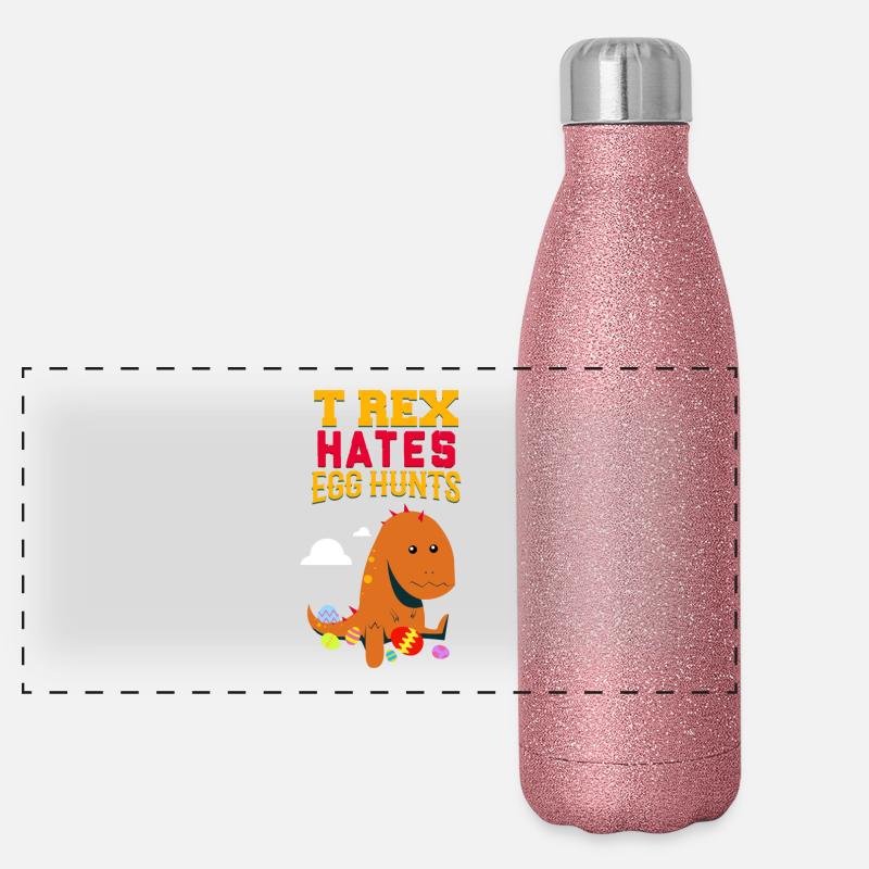 Funny Dinosaur Hates Easter Eggs Gift Panorama Glitzer Isolierflasche 500 ml