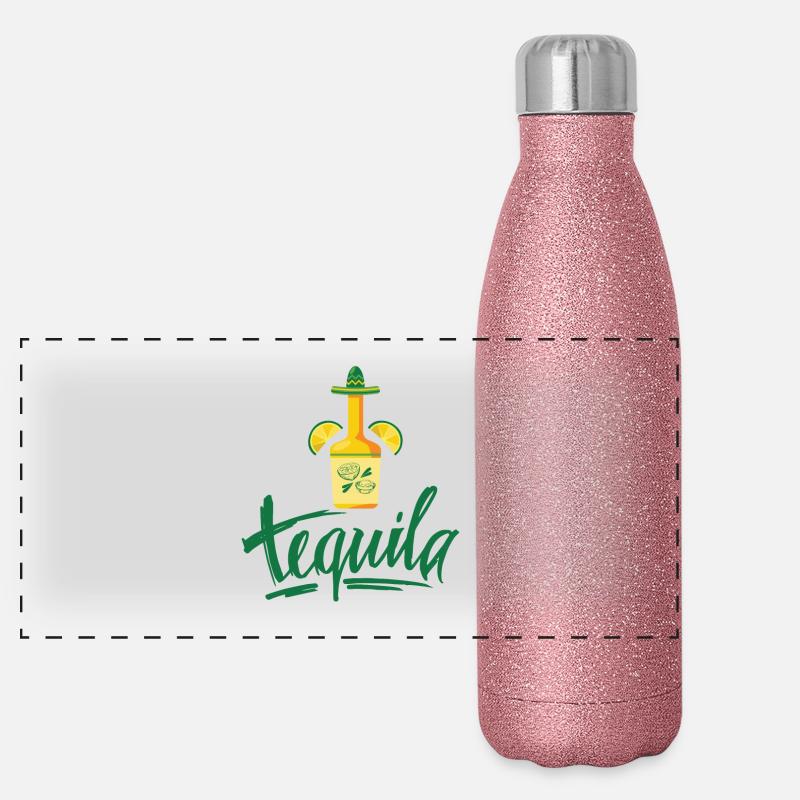 Tequila Geschenkidee Panorama Glitzer Isolierflasche 500 ml