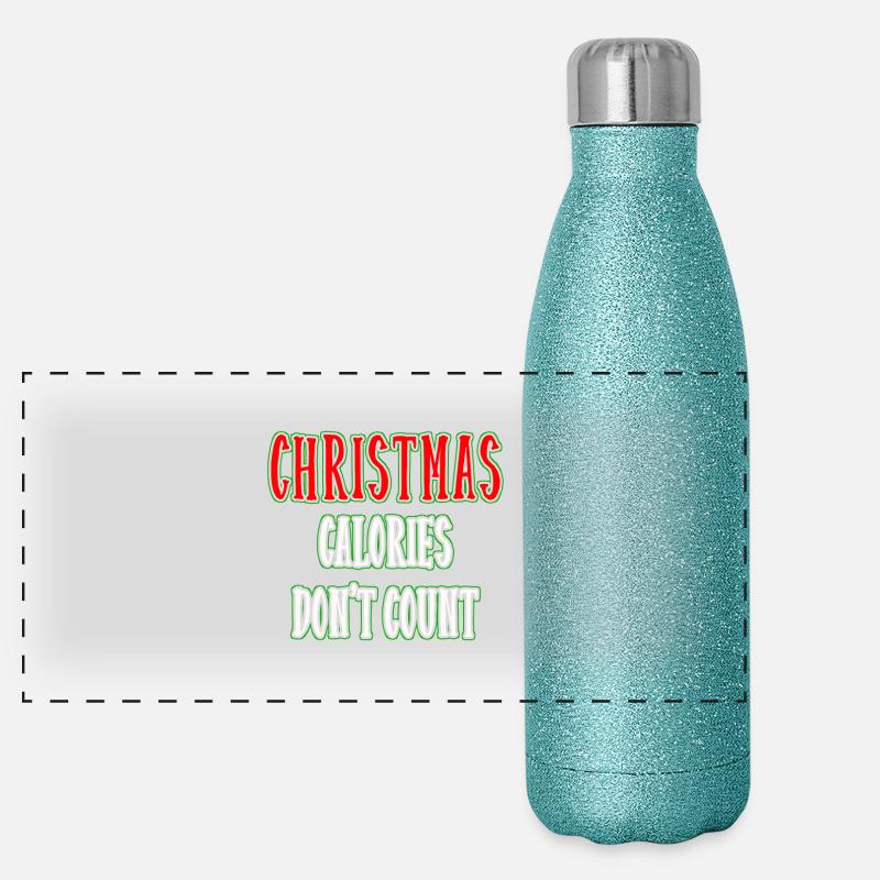 Calories de Noël ne comptent pas - calories drôles Gourde isotherme panoramique pailletée 500 ml
