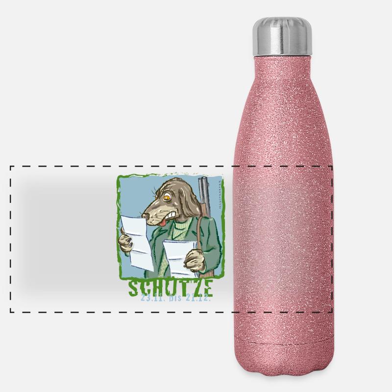 Sternzeichen - Schütze Panorama Glitzer Isolierflasche 500 ml