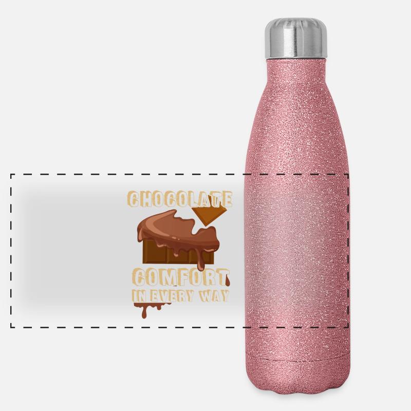 Schokolade - Trost - naschen - lecker - Schoko Panorama Glitzer Isolierflasche 500 ml