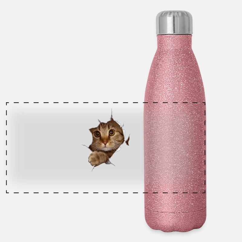 Sweet 3D kitten cat - gift Panoramic Glitter Thermal Bottle 500 ml