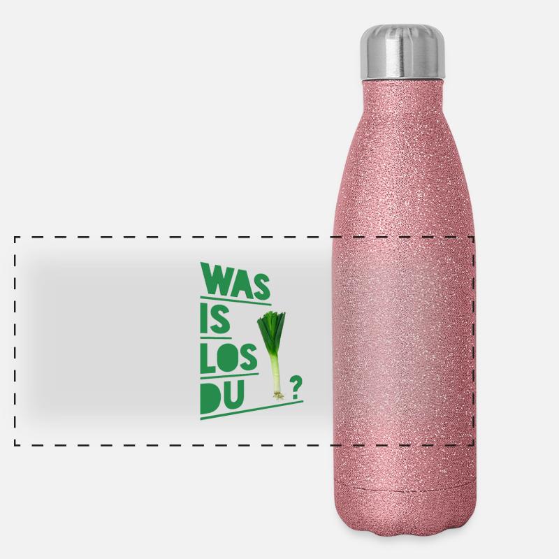 Leeks vegetables Funny sayings Panoramic Glitter Thermal Bottle 500 ml