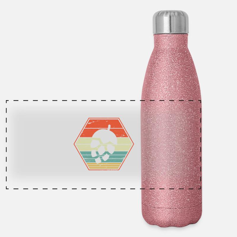 Hops Retro Vintage - Craft Beer Beer Gift Panoramic Glitter Thermal Bottle 500 ml