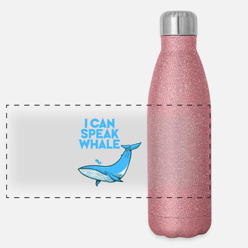 Wal - sprechen - Tier - Meeresbewohner - Geschenk Panorama Glitzer Isolierflasche 500 ml
