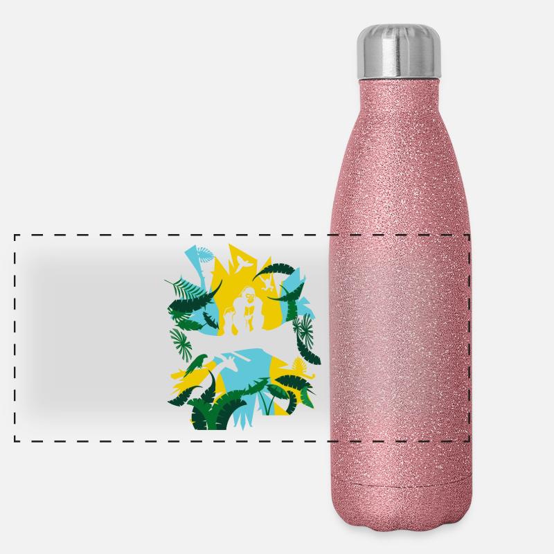 Dschungel Gorilla Panorama Glitzer Isolierflasche 500 ml