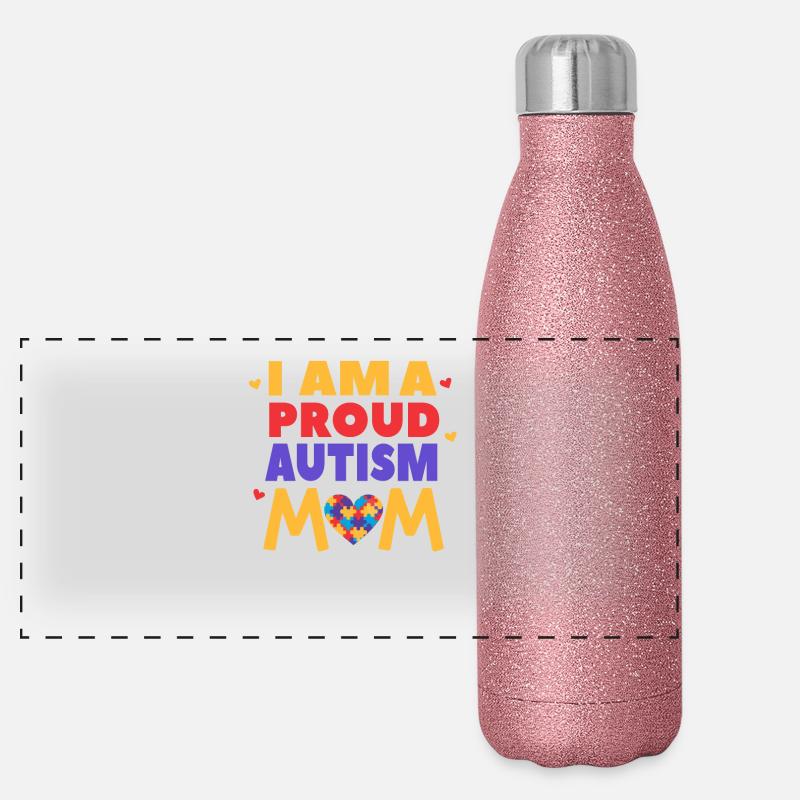 Ich bin eine stolze Autismus-Mutter Panorama Glitzer Isolierflasche 500 ml
