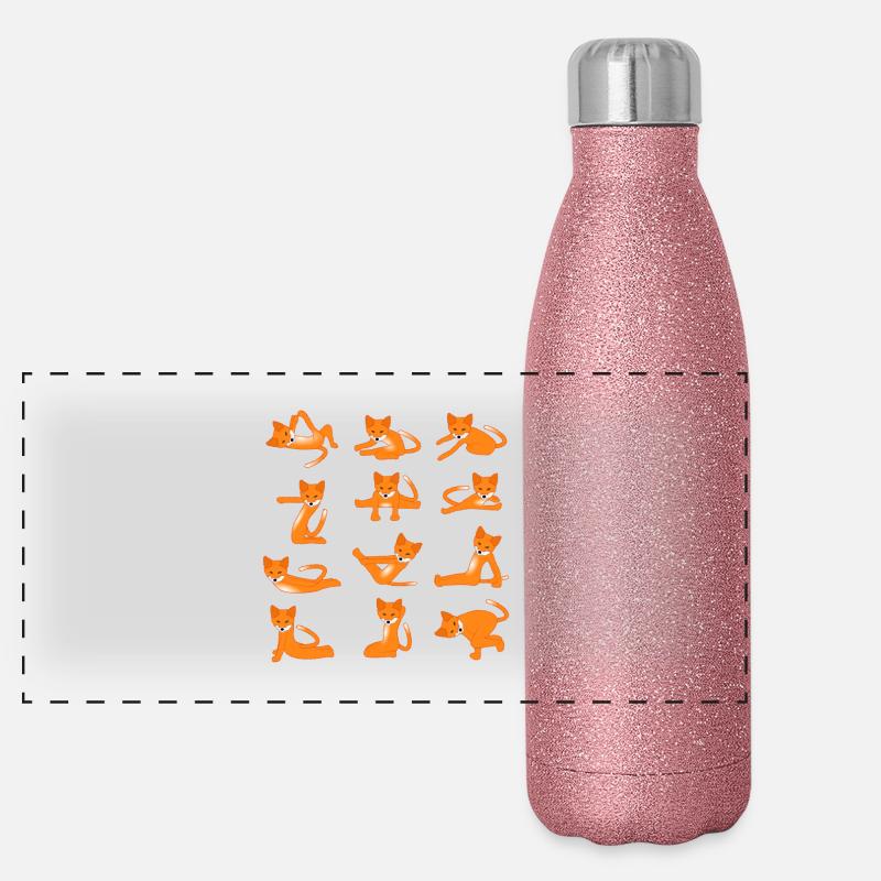 Foxes doing Yoga Panorama Glitzer Isolierflasche 500 ml