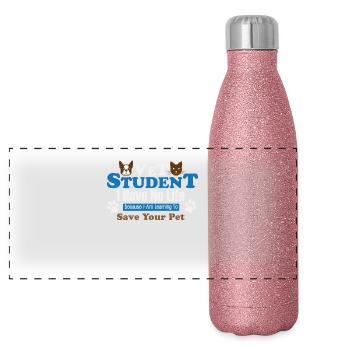 Vétérinaire Vétérinaire Vétérinaire Animaux Vétérinaires Hu - Gourde isotherme panoramique pailletée 500 ml - paillettes roses - Devant