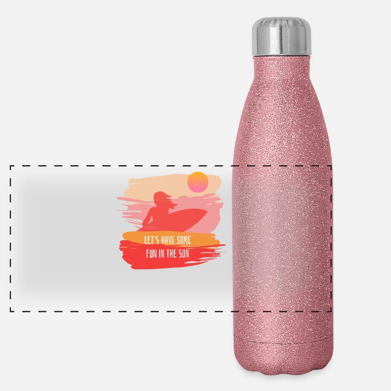 Sommer Spruch Surfen Panorama Glitzer Isolierflasche 500 ml