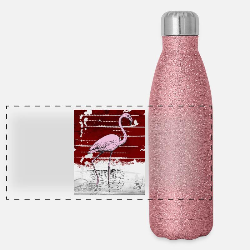Flamant rose Gourde isotherme panoramique pailletée 500 ml