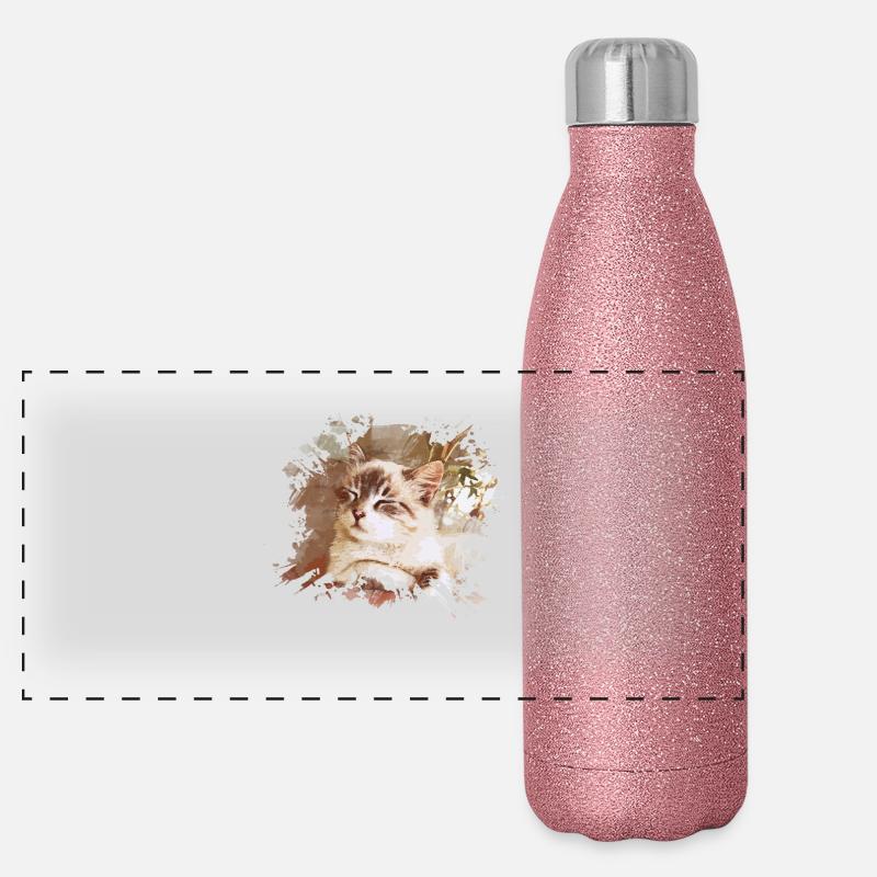Katze Panorama Glitzer Isolierflasche 500 ml
