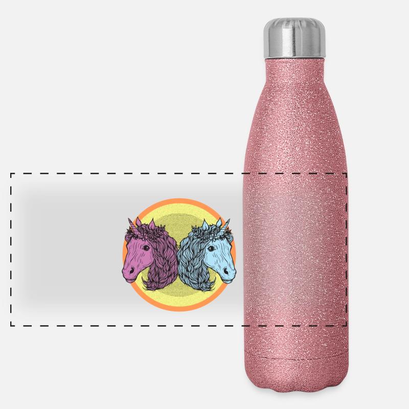 Rosa Blaues Einhorn Panorama Glitzer Isolierflasche 500 ml