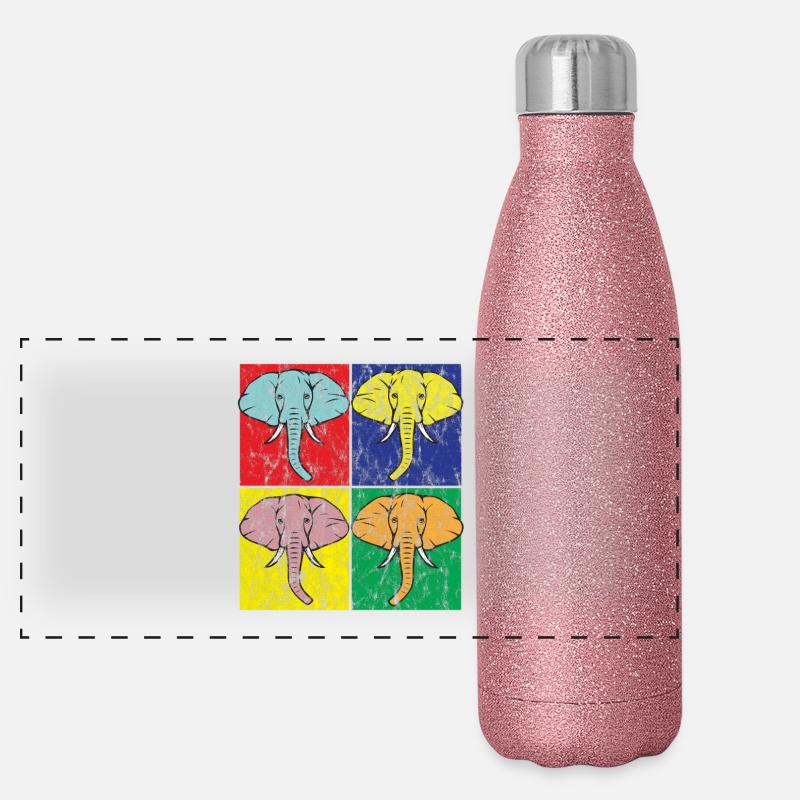 Éléphant Pop Art Gourde isotherme panoramique pailletée 500 ml