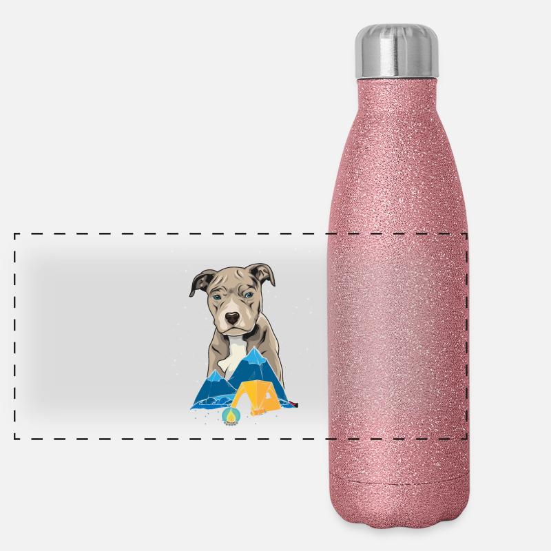 Pit Bull Terrier Pitbull Camping Zelten Geschenk Panorama Glitzer Isolierflasche 500 ml