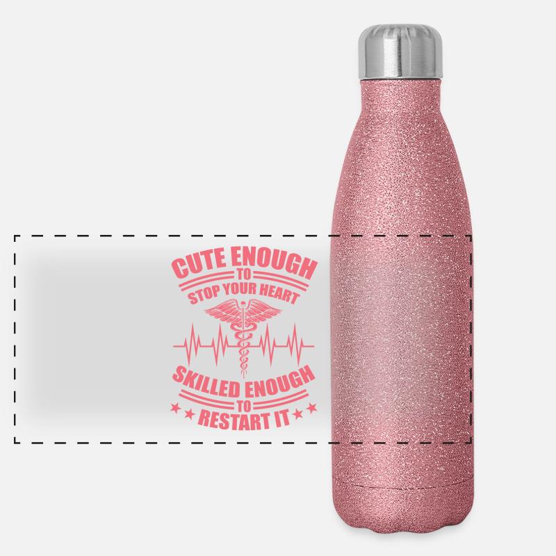 Hübsche Krankenschwester MFA Geschenk Panorama Glitzer Isolierflasche 500 ml
