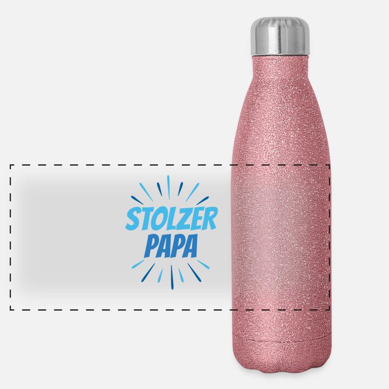 Stolzer PAPA sei stolz auf deine Kinder Panorama Glitzer Isolierflasche 500 ml