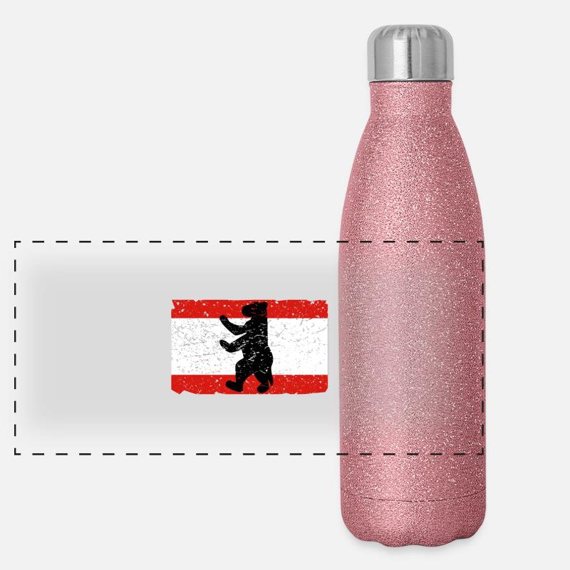 Berliner Bär mit Berlin Flagge Panorama Glitzer Isolierflasche 500 ml