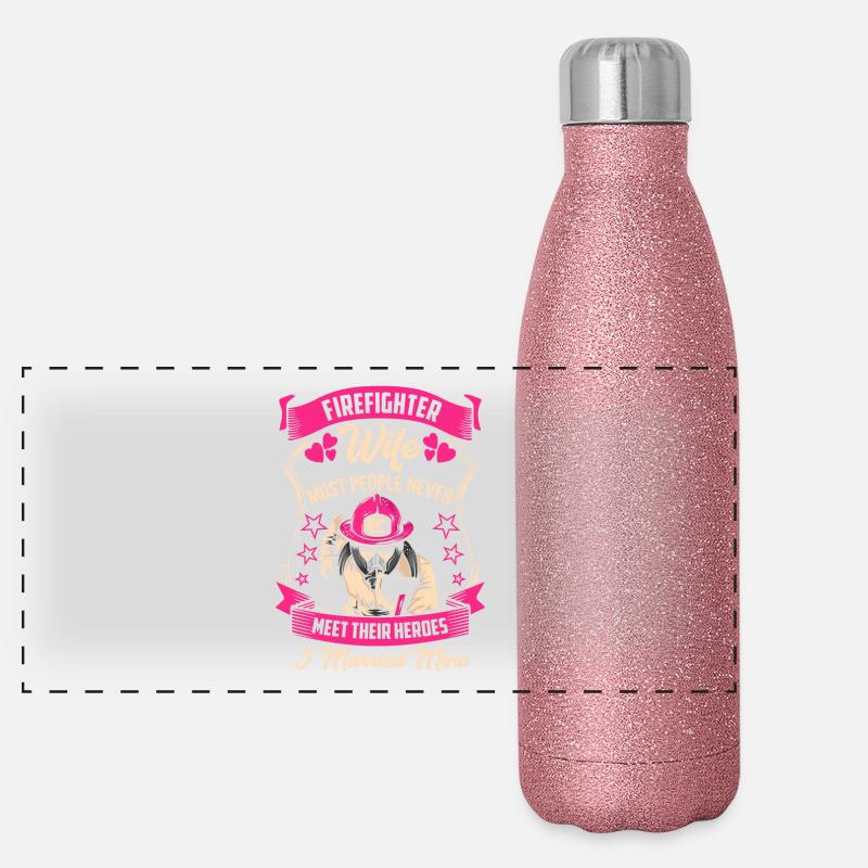 Feuerwehrfrau Feuerwehr Heirat Geschenk Held Panorama Glitzer Isolierflasche 500 ml