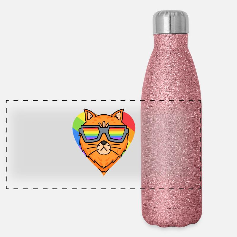 LGBT Katze Maine Coon Regenbogen Panorama Glitzer Isolierflasche 500 ml
