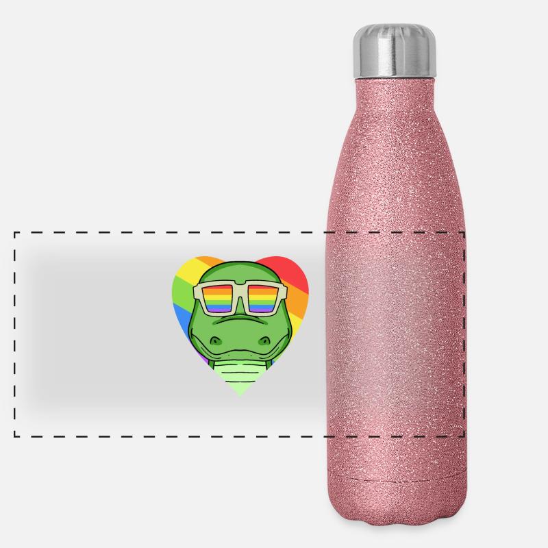 LGBT Tier Krokodile Regenbogen Herz Panorama Glitzer Isolierflasche 500 ml