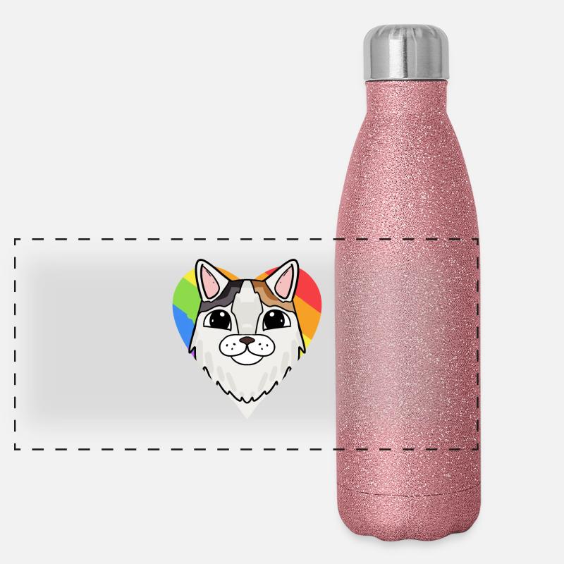 LGBT Cat Turkish Van Rainbow Panoramic Glitter Thermal Bottle 500 ml