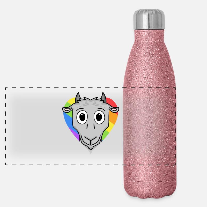 Chèvre Lgbt Rainbow Couleurs Gourde isotherme panoramique pailletée 500 ml